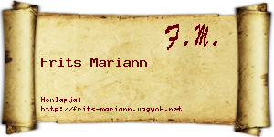 Frits Mariann névjegykártya
